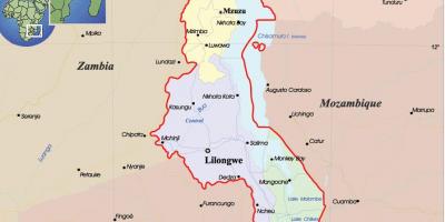 Mappa del Malawi politico