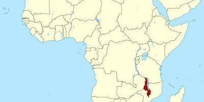 Malawi posizione sulla mappa del mondo
