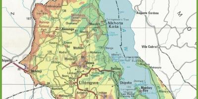 Mappa di mappa fisica del Malawi
