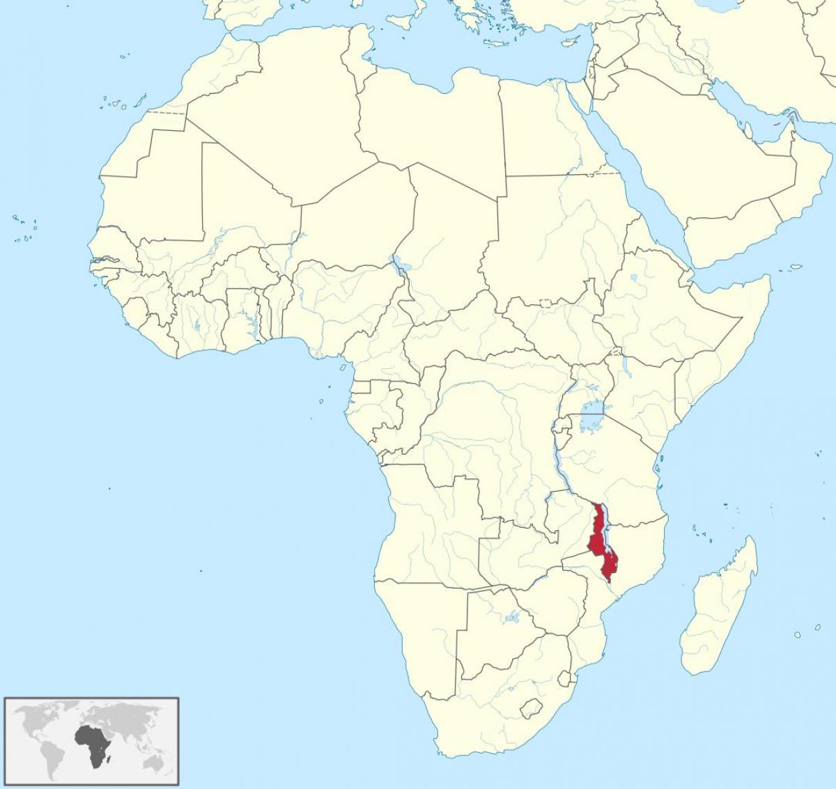 mappa di africa Malawi che mostrano