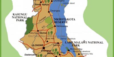 Mappa della Malawi e nei paesi limitrofi,